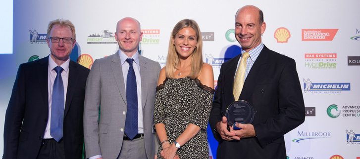 Argent Energy&rsquo;s Development Director Dickon Posnett (right) receives the Low Carbon Fuel Initiative of the Year Award from Low Carbon Vehicle Partnership&rsquo;s Chairman Darran Messem (left) at the LowCVP gala dinner held on 14th September 2016.
