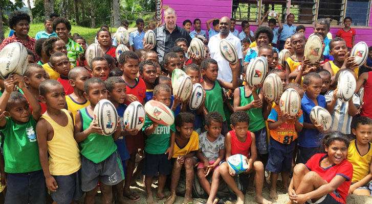 Fijian schoolchildren were overwhelmed to see the arrival of a 40-foot container truck packed with brand new gear.