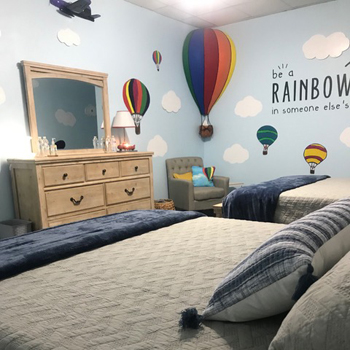 The newly-renovated room aims to create a “homey”feeling for seriously-ill kids and their families during the treatment period.