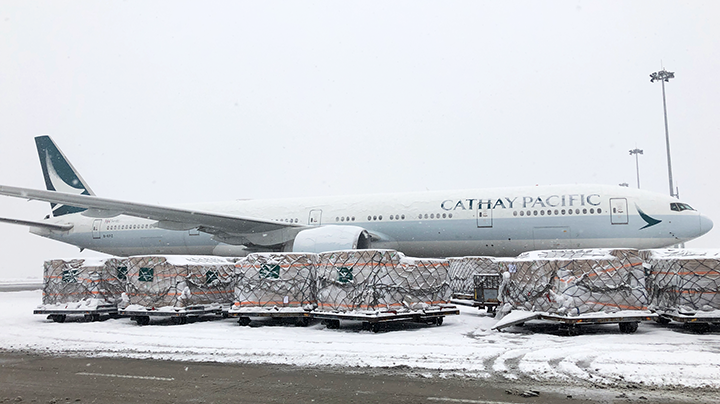 Cathay Pacific plays a role in transporting COVID-19 vaccines and Rapid Antigen Tests.