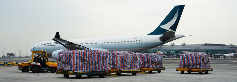Cathay Pacific transports medical supplies to cities worldwide.