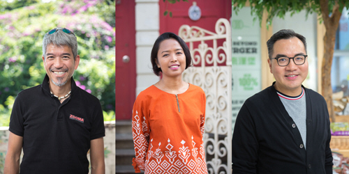 The three Cathay ChangeMakers for 2020 are (left to right): Alman Chan, Eni Lestari Andayani Adi and David Yeung.