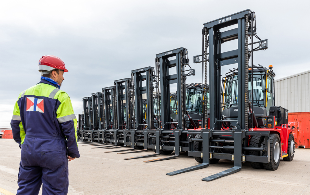 Swire Energy Services’ newly procured fleet of ten electric forklift trucks.