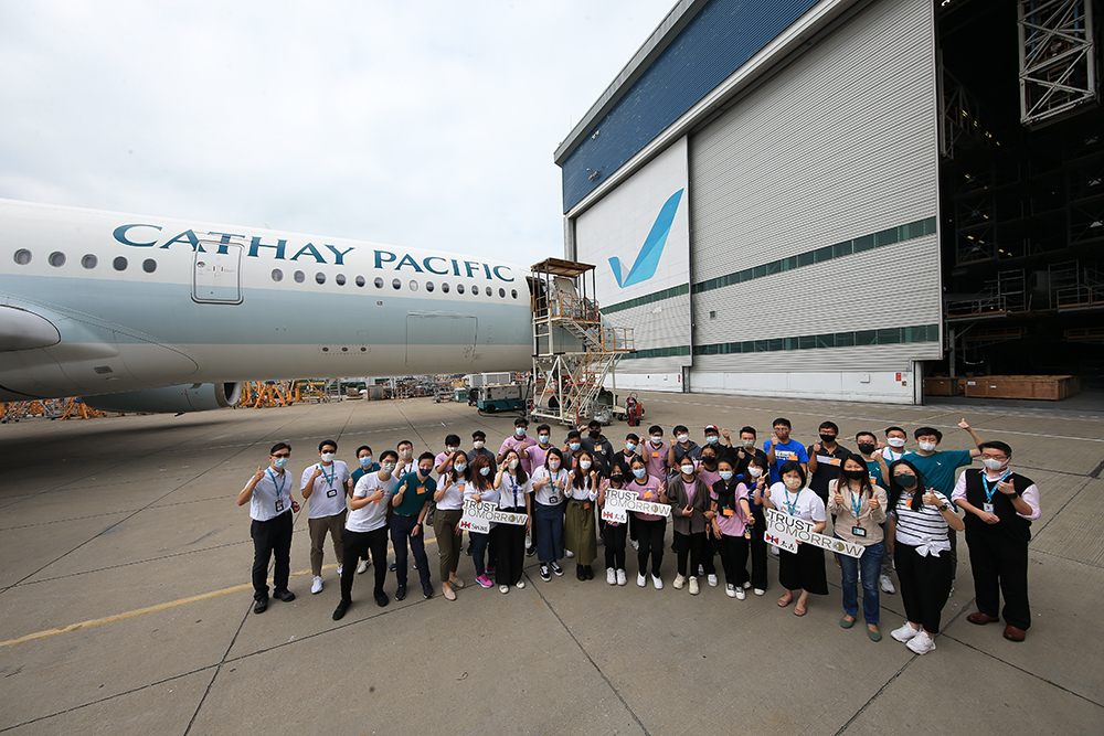 Aviation Mentorship Programme participants during a HAECO hangar visit.