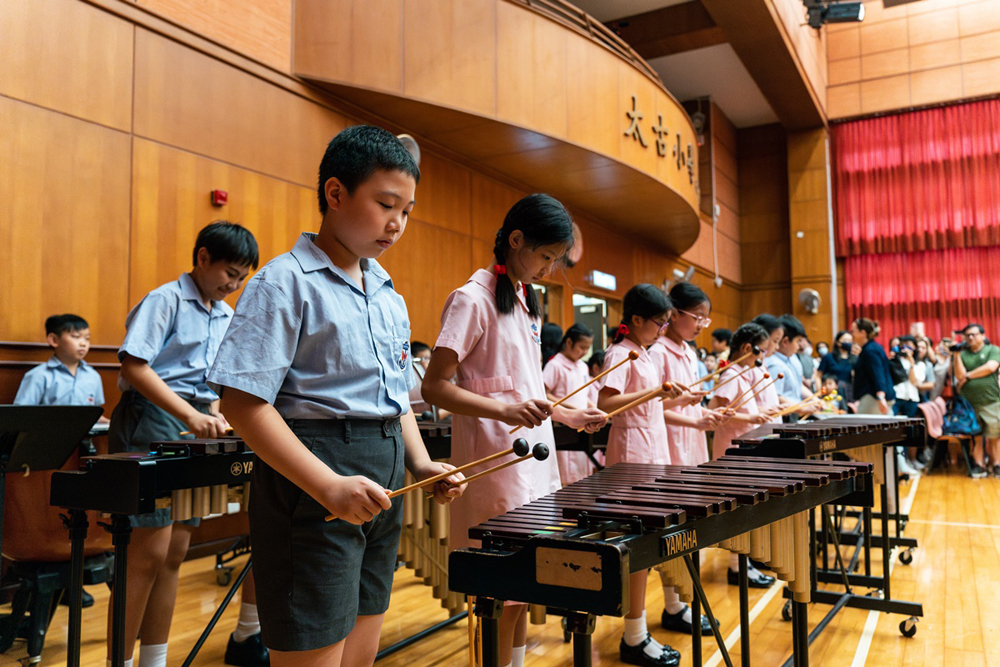 Students taking part in the school’s 100th anniversary celebrations.