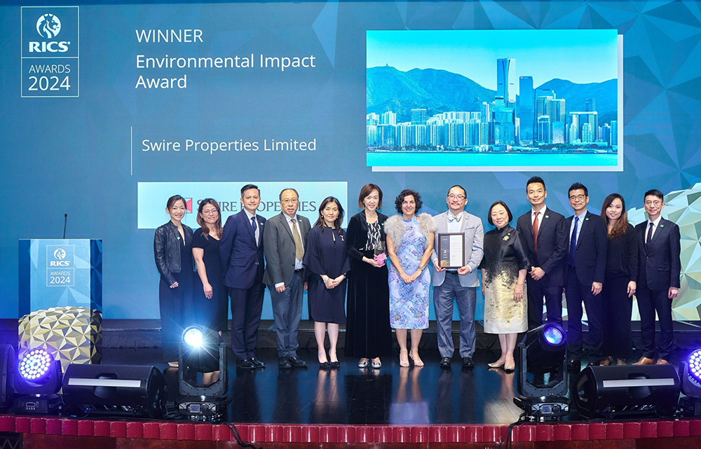 Swire Properties wins the “Environmental Impact Award” at the RICS Hong Kong Awards 2024. 