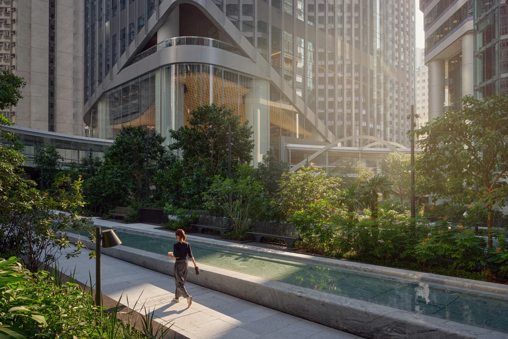 Taikoo Square at Taikoo Place in Hong Kong, a landscaped area to promote biodiversity and community wellbeing.